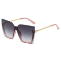 Modern square gradient sunglasses with pink frame and golden metal temples for women - Gold Pink Frame Gradient Grey (C04)