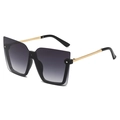 Fashionable semi-rimless square sunglasses with grey gradient lenses and gold metal temples - Gold Black Frame Gradient Grey (C02)