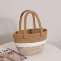Borsa in cotone intrecciato rosa per vacanze al mare e picnic all'aria aperta - caffè