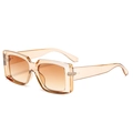 Gafas de sol cuadradas retro con montura color té translúcido y lentes degradadas - Marrón Claro