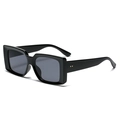 Gafas de sol retro cuadradas con montura negra brillante y cristales grises - Negro Brillante