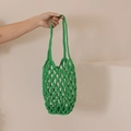 Sac à bandoulière en corde de coton vert évidé pour la plage et les vacances d'été - Vert