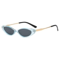 Cat eye sunglasses with light blue transparent frames and gold metal temples - C03 Blue Frame Grey Lens