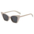 Chic cat eye sunglasses with cream beige frames and dark grey lenses for women - Beige
