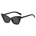 Fashionable cat-eye sunglasses featuring a glossy black frame and dark grey lenses - Bright Black