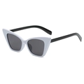Fashionable cat-eye sunglasses with white frame, black temples and dark gray lenses - Solid White