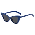 Fashionable cat-eye sunglasses with a polished deep blue frame and dark grey lenses - Dark Blue