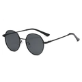 Modern hexagonal metal sunglasses with dark gradient lenses and slim black frame profile - C01 Black Frame Grey Lens
