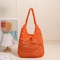 Handmade woven tote bag in vibrant orange with inner lining for summer beach vacation - Orange (With Lining)