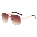 Vintage gold metal double-bridge sunglasses with brown gradient lenses for a stylish look - Gold Frame Gradient Tea Lens (C02)