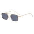 Lunettes de soleil rétro carrées en métal avec double pont et verres foncés mixtes - Cadre Doré Noir