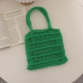 Bolso de mano tejido verde artesanal con diseño calado para vacaciones de playa - Verde