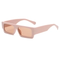 Lunettes de soleil rétro rectangulaires avec monture rose givré et verres teintés orange - Rose (C05)