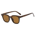 Retro square tortoiseshell sunglasses with brown lenses and metal dot accents - Tortoiseshell / Tea Lens