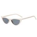 Retro small frame cat eye sunglasses with cream beige frame and dark lenses - Milk White