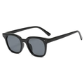 Classic black square sunglasses with dark grey lenses and silver stud details - Glossy Black Grey Lens