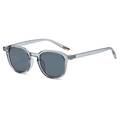 Retro square transparent grey sunglasses with dark lenses and gold metal details - Transparent Gray