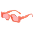 Coral pink irregular wave frame sunglasses with matching translucent lenses in a trendy style - Pink