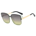 Modern square gradient sunglasses with gold metal temples and stylish oversized frame - C03 Gradient Green