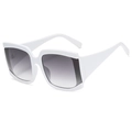 Retro Oversized quadratische Sonnenbrille für Damen und Herren mit weißem Rahmen und Gläsern - Einfarbig Weiß Grau