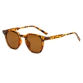 Lunettes de soleil rétro rondes en écaille de tortue avec verres bruns et rivets métal - Écaille/Marron (C03)