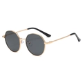 Octagonal gold metal sunglasses with dark gray lenses and slim temples for a retro look - C02 Gold Frame Grey Lens