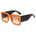Oversized square sunglasses in bright orange frame with wide black temples and gradient lenses - C03 Orange Frame Black Temple