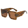 Retro square oversized sunglasses with leopard tortoise frame and wide temples - C02 Leopard