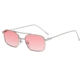 Lunettes de soleil vintage en métal argenté avec verres dégradés roses et double pont - Monture Argentée Dégradé Rose