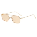 Lunettes de soleil rectangulaires en métal avec verres orange clair et double pont - Monture Dorée Champagne