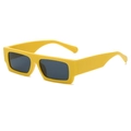 Retro rectangle sunglasses with bright yellow thick frame and dark lenses for street style - Yellow (C04)