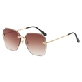 Lunettes de soleil sans monture avec verres dégradés marron et branches dorées - Dégradé Marron