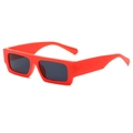 Retro square sunglasses with vibrant red frame and dark gray lenses for street style - Orange (C06)
