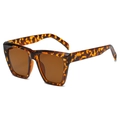 Retro vierkante oversized zonnebril in schildpadmotief met bruine glazen en klinknagels - C02 Luipaard
