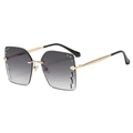 Frameless oversized square sunglasses with gradient grey lenses and golden metal frame - Gradient Grey