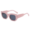 Retro rectangular sunglasses with pink translucent thick frames and dark lenses - Pink Frame Grey Lens
