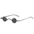 Retro small round punk sunglasses with dark polarized lenses and black metal frames - C01 All Black