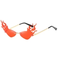 Trendy fire flame shaped sunglasses with red lenses and slim golden metal frames - C02 Red