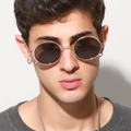 Kleine ronde retro metalen zonnebril met gouden montuur en donkere glazen voor unisex - Gouden Frame Zwart (C01)