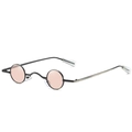 Retro small round punk sunglasses with pink lenses and a thin black metal frame - C04 Pink