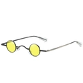 Retro small round steampunk sunglasses with yellow lenses and thin black metal frame - C03 Yellow