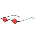 Retro punk small round sunglasses featuring red lenses and a dark gray metal frame - C02 Red