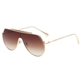 Lunettes de soleil pilote bouclier à monture dorée et verres marron dégradés chic - Monture Dorée Thé Dégradé