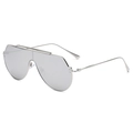 Modern silver mirrored wrap sunglasses with metallic rivets and sleek chrome frame - Silver Frame Silver Mirror