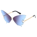 Occhiali da sole a farfalla senza montatura con lenti sfumate blu-viola e oro - Grigio Blu