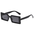 Gafas de sol cuadradas pequeñas clásicas en negro brillante con lentes grises UV - Negro Brillante / Gris