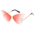 Modische randlose Schmetterling Sonnenbrille mit rosa Farbverlauf und goldenen Bügeln - Verlauf Rosa
