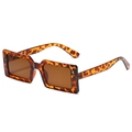Gafas de sol rectangulares de carey con cristales marrones y montura gruesa de moda - Estampado de leopardo