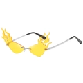 Futuristic cat-eye flame sunglasses with transparent yellow lenses and silver metal frames - C04 Orange
