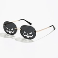Halloween pumpkin sunglasses with black lenses and gold-tone metal temple arms - Black